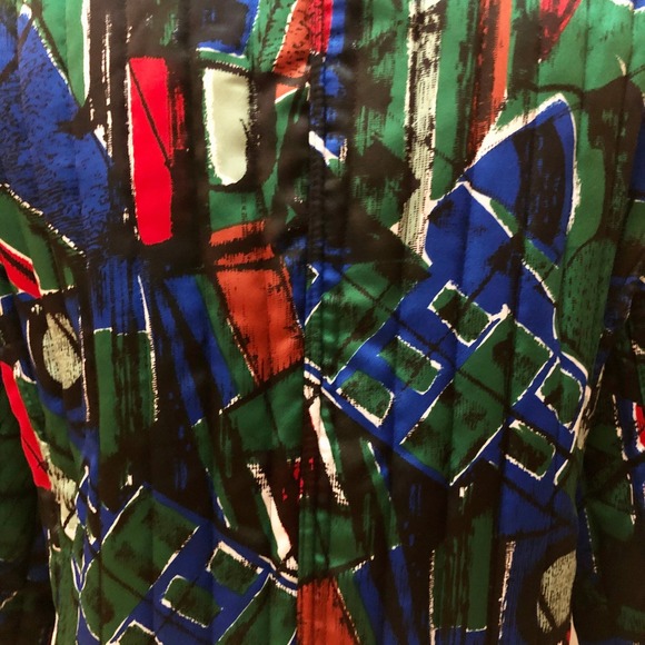 Howard‎ Wolf Jacket Women's 6 Black Green Colorful Bold Abstract Silky VNTG 80s - Picture 8 of 11